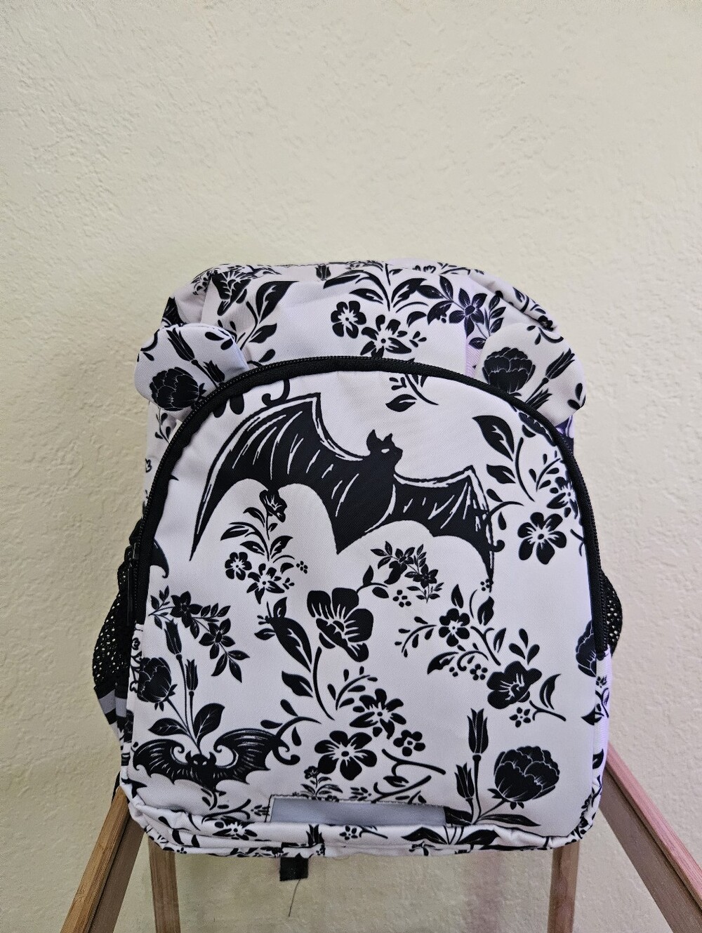 Feifeiyu Black & White Floral Bat Print Backpack - Women Bags